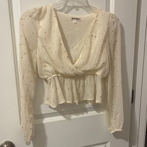 Wild Honey Cream Starry Wrap Blouse